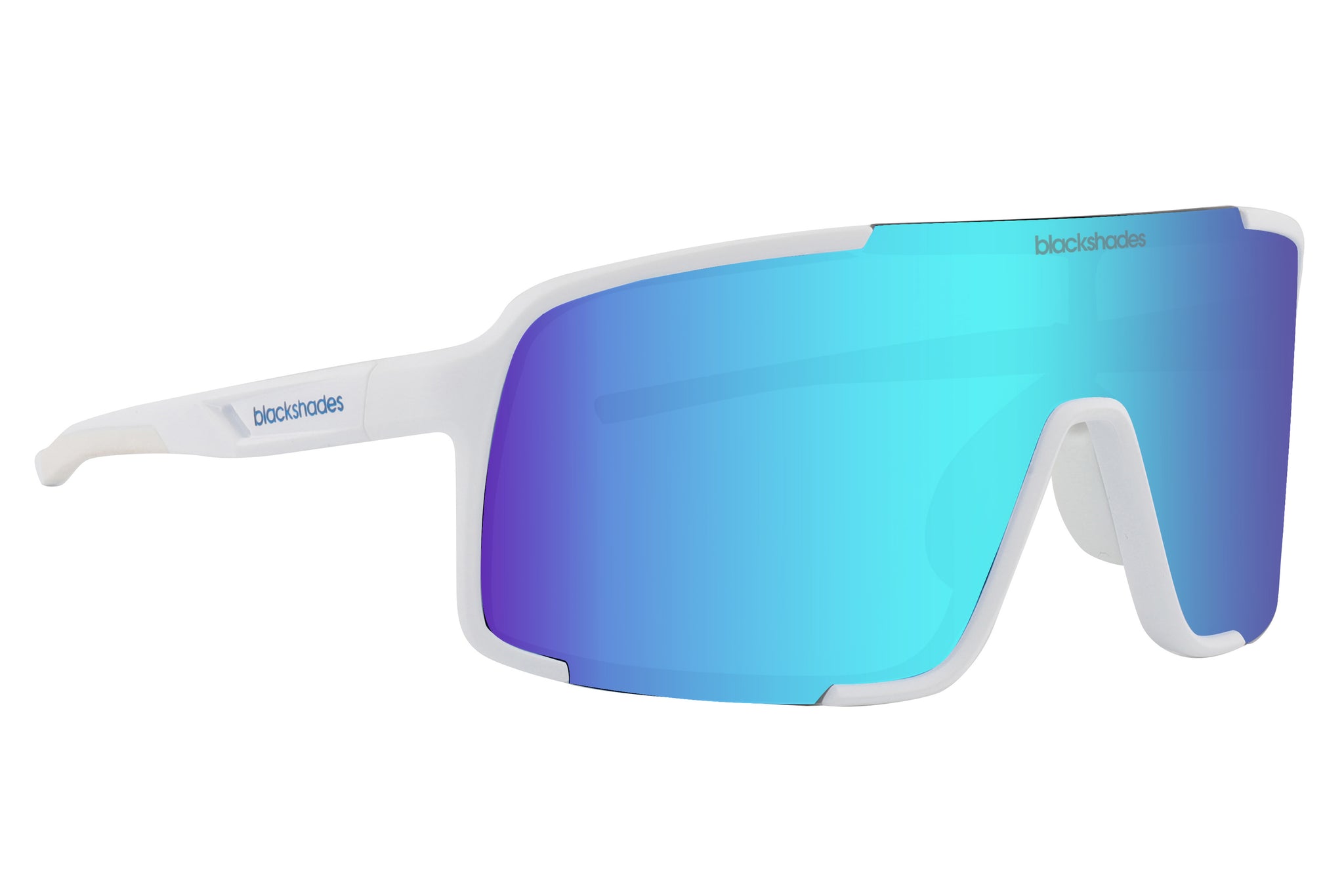 Arctic Ice Blue Polarized Sport Shield Sunglasses | Black Shades