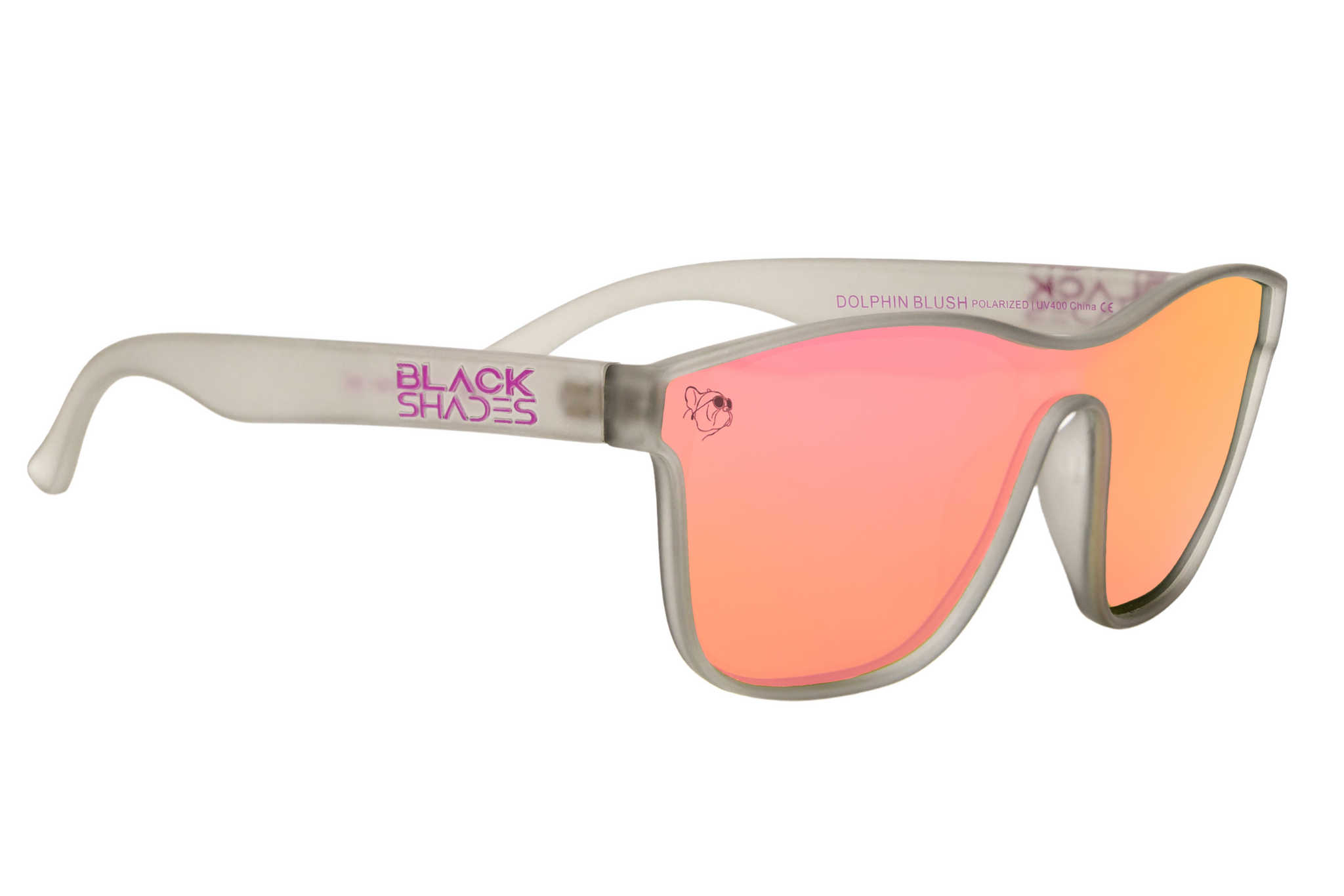 Dolphin Blush Pink Polarized Sport Sunglasses Black Shades