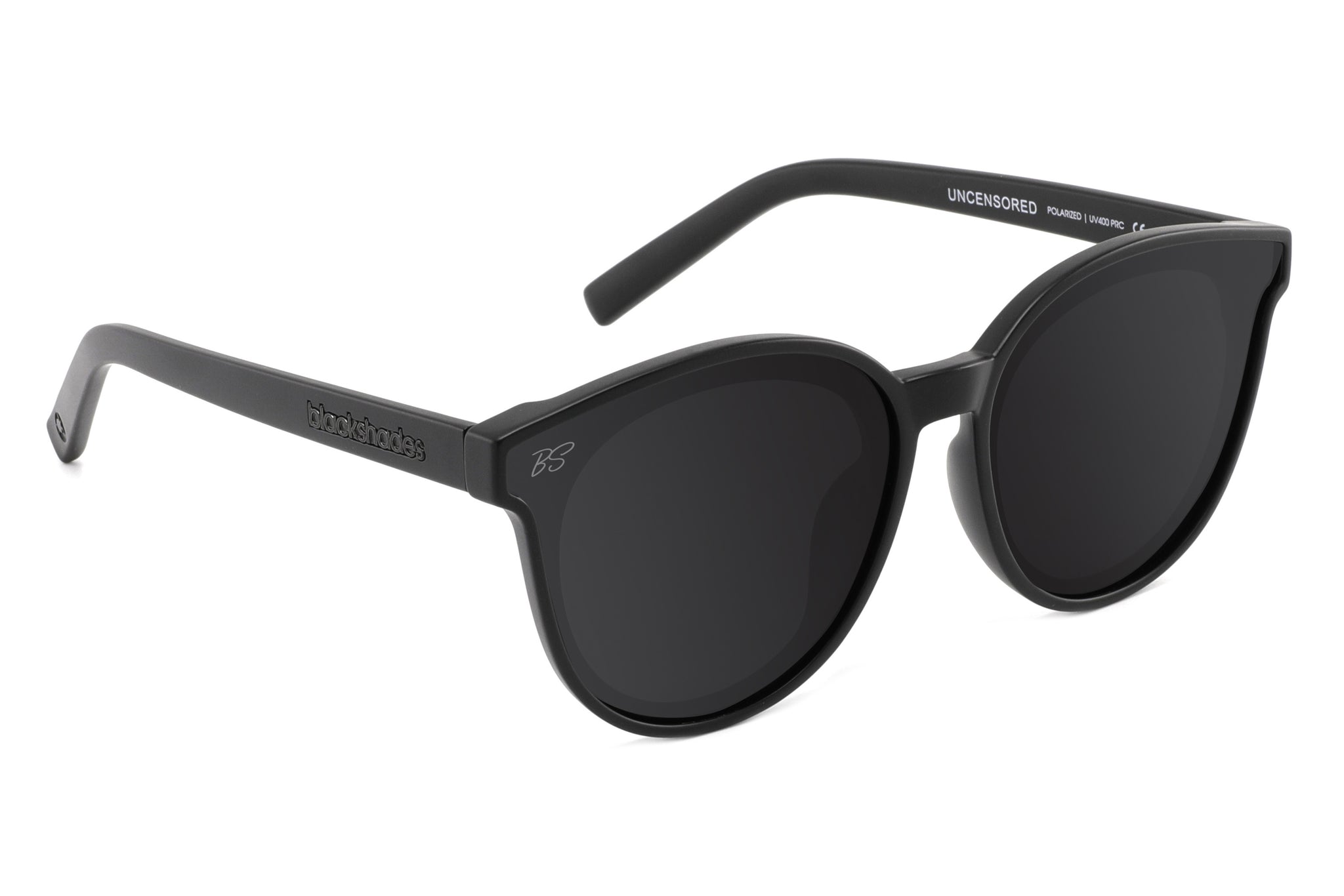 Uncensored Black Polarized Cat Eye Fashion Sunglasses 